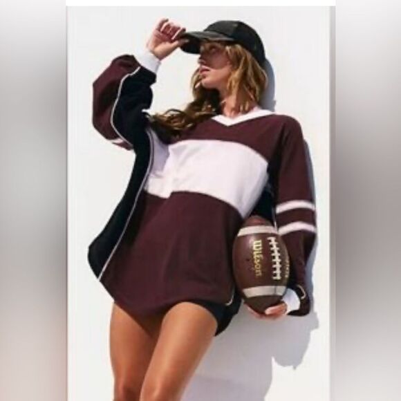 Free People Rugby-Ready Layer in Dark Espresso lavender Combo Large - Picture 1 of 8